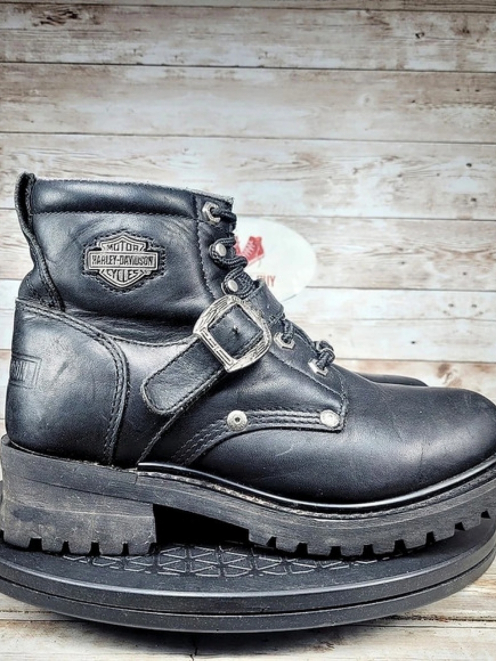 Harley-Davidson Biker Leather Boot Boots Black Women's Size 8